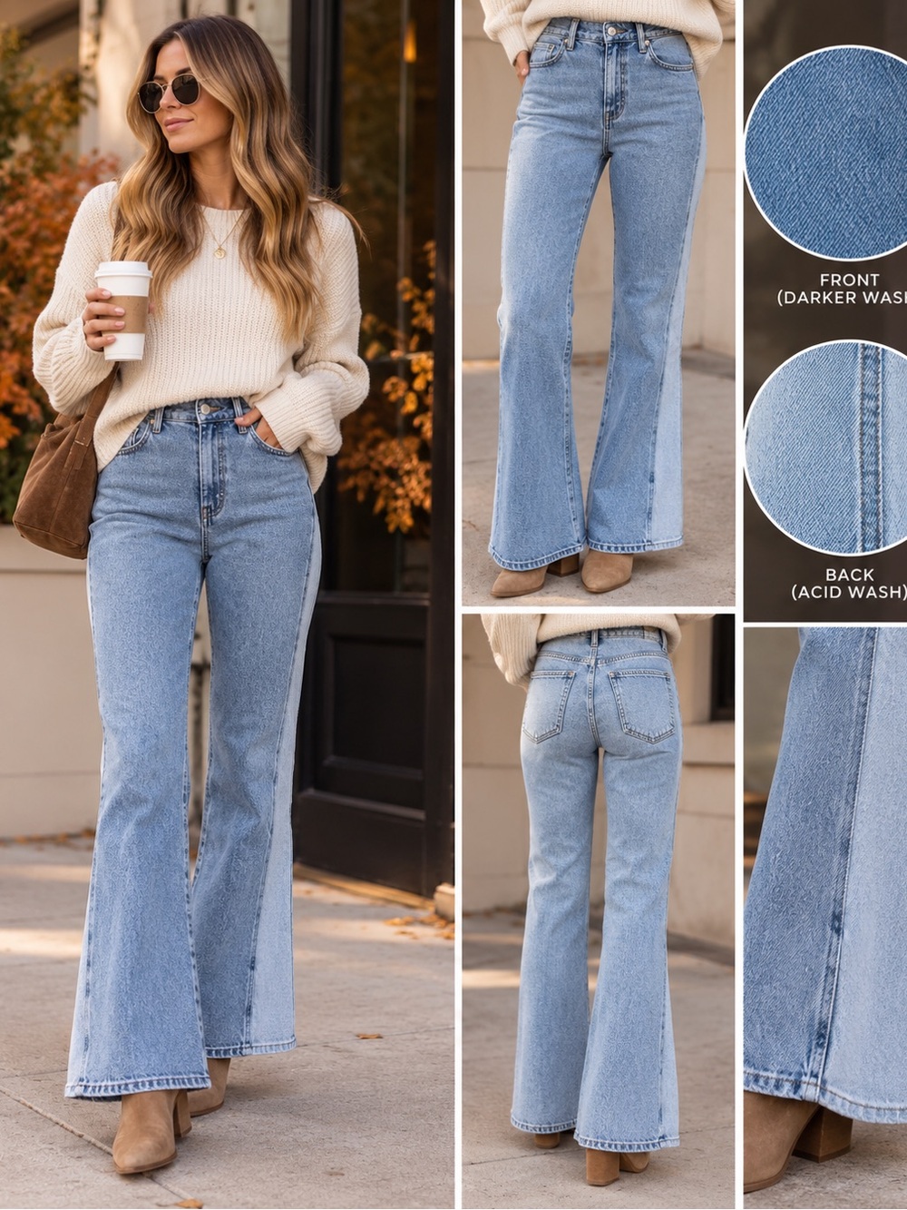 NWT Social Tourist Ultra High Rise Flare Jeans W28R Two-Tone
